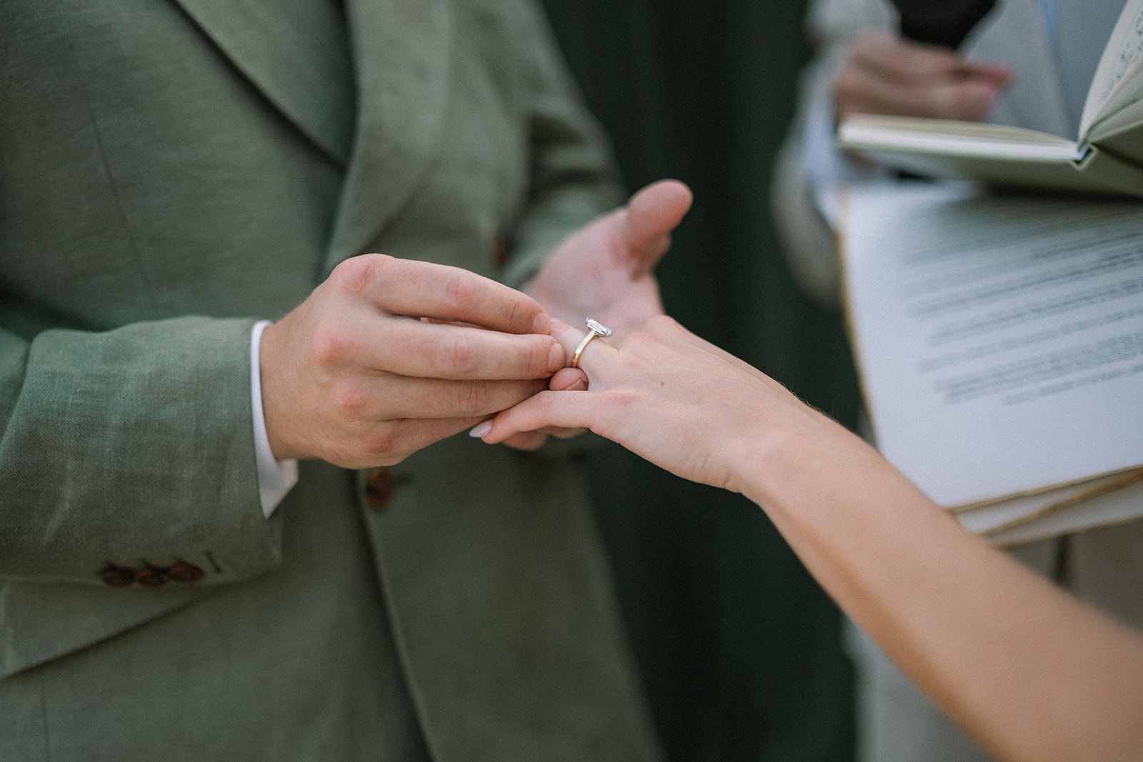 Erin and Dylan exchanging rings at Finca Morneta, Mallorca